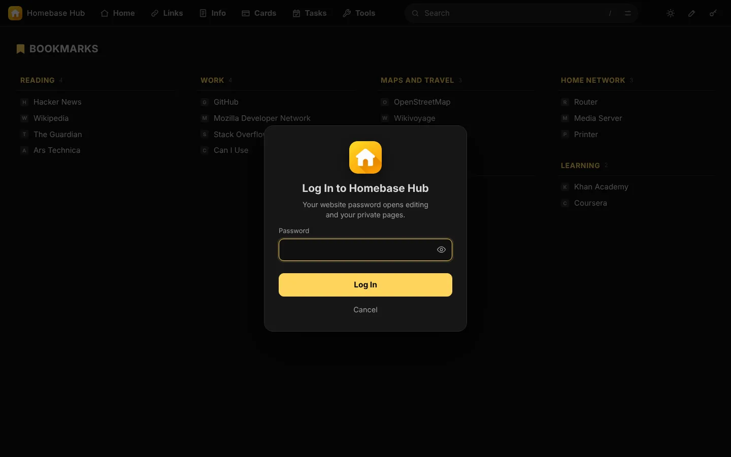 The login window.