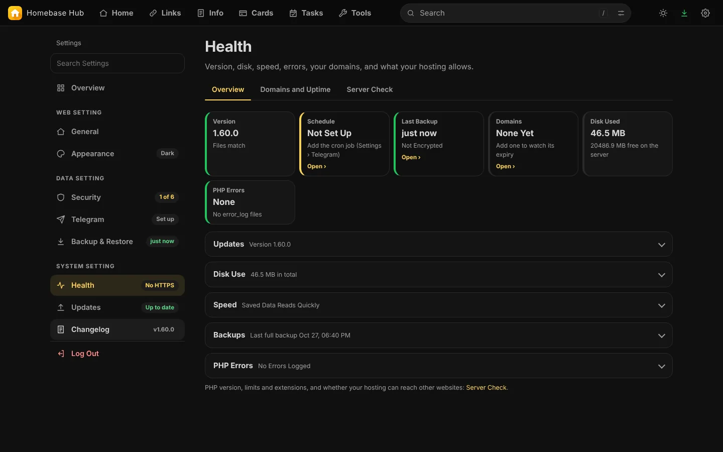 Health: what needs your attention on the server.