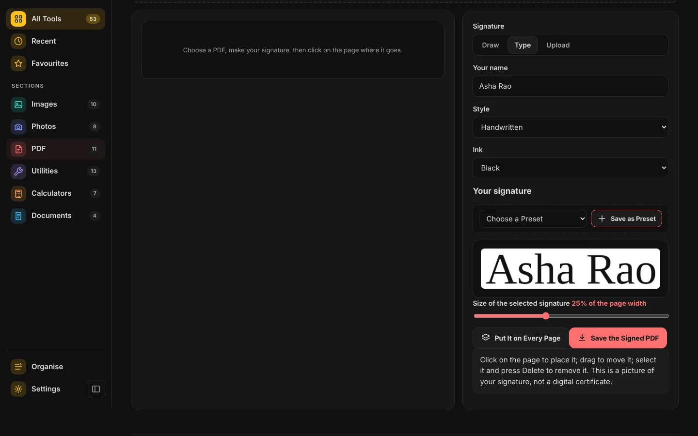 Save as Preset: your signature kept on your server under a name.